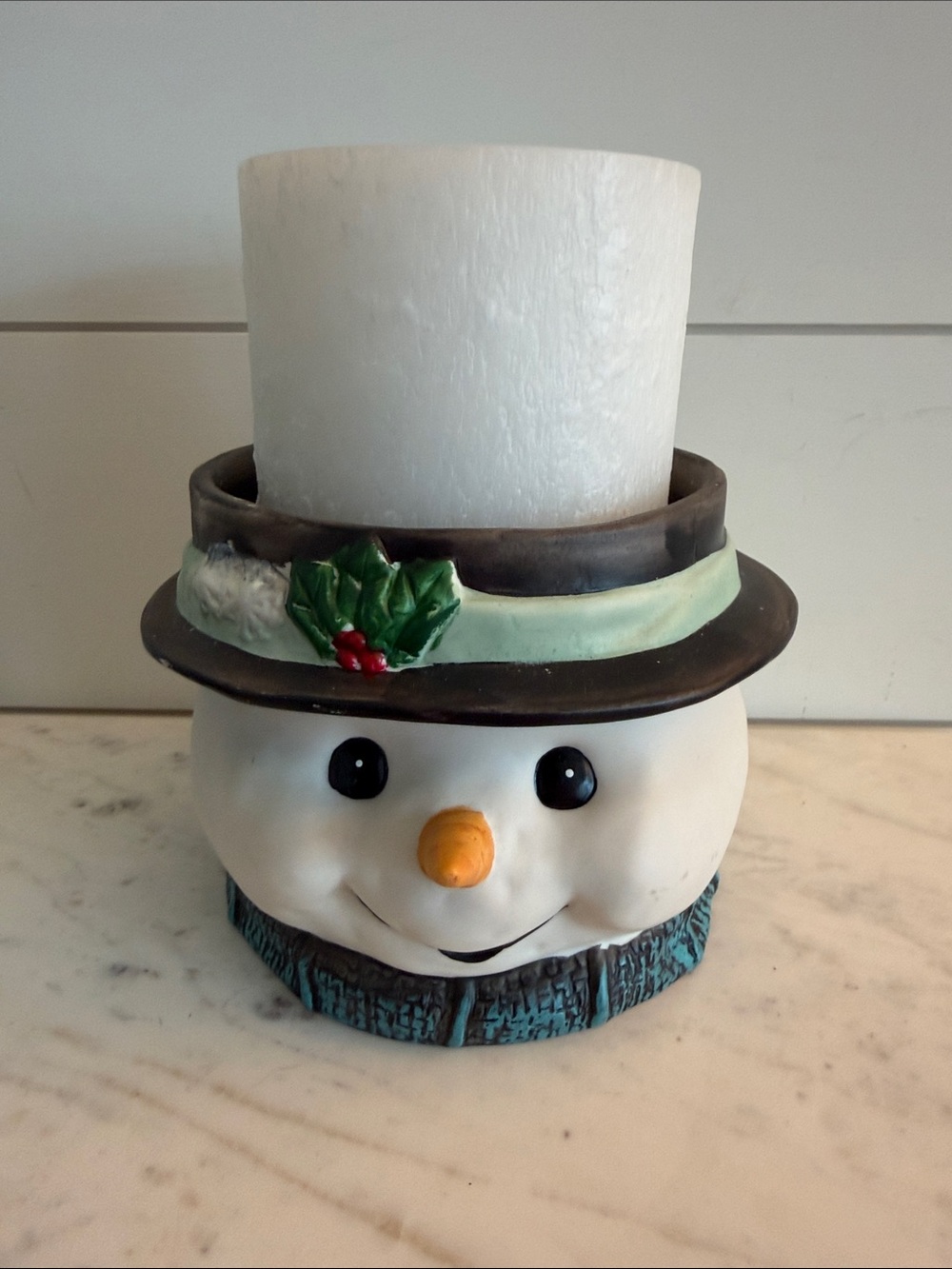 Snowman Carrot Nose Candle Holder Christmas
